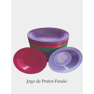 Kit Pratos Fundo Redondo de Plástico para refeições - 20 unid.