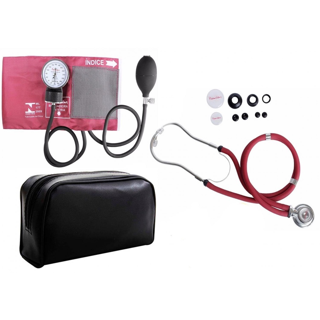 Kit Aparelho De Pressão Com Estetoscópio Rappaport Completo