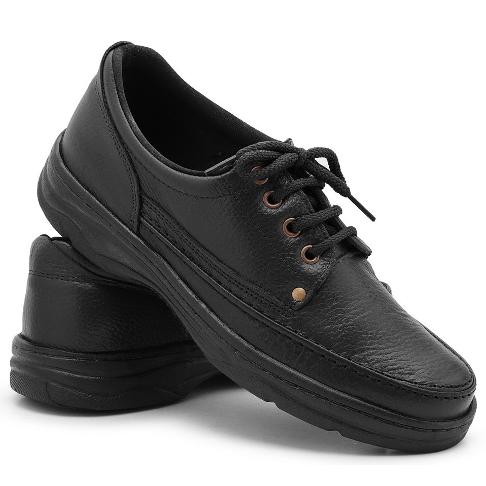 Sapato Anti Stress Masculino Ortopédico Casual Diabéticos Couro Legitimo Conforto em Oferta na Shopee