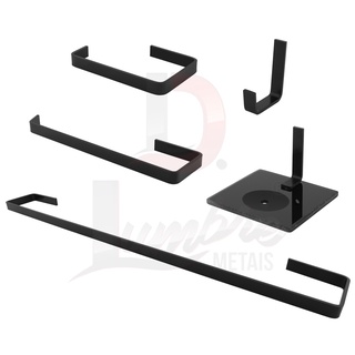 Kit Acessórios Para Banheiro Completo 5 Peças Preto Fosco