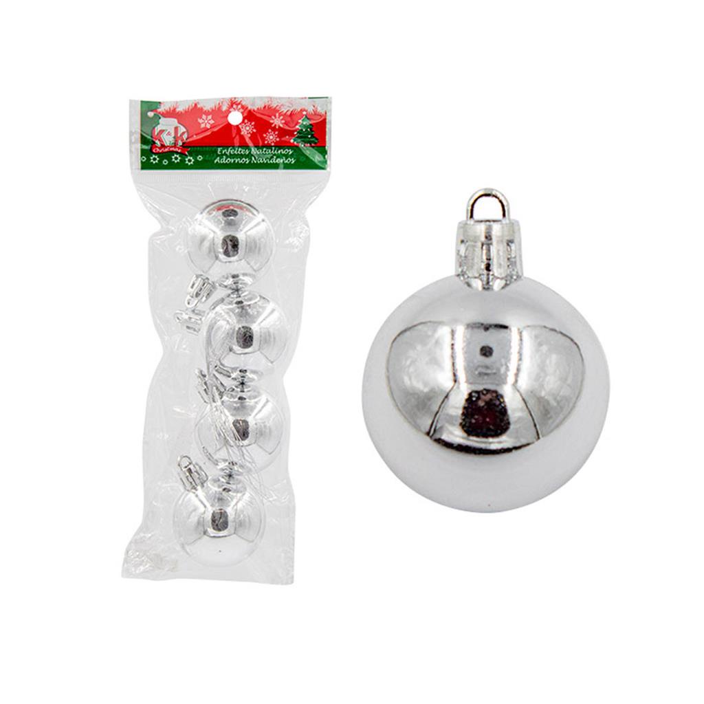 BOLA DE NATAL C/4PCS PRATA - NS256424 - CIM em Oferta na Shopee