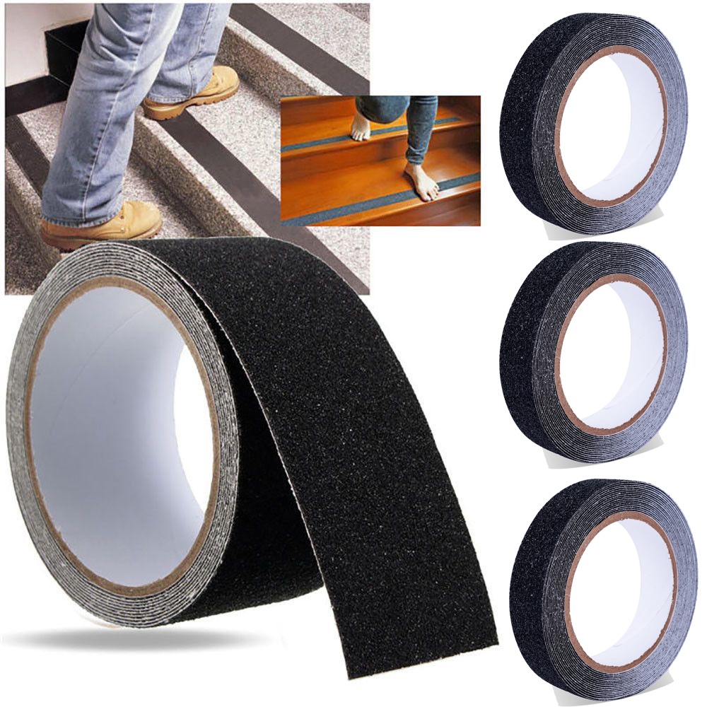 2.5CMx5M/Roll BlackWaterproof Fita Antiderrapante De Alta Fricção Para Exterior Em PVC Matte Escadas Banheiro Segurança Resistente Ao Desgaste Autocolante De Degrau