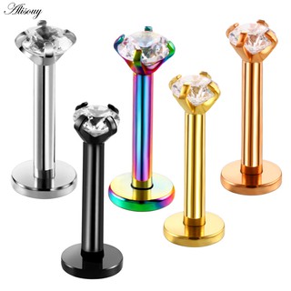 Alisouy 1PC Aço Cirúrgico Cores Sortidas Zircon Gem Labret Stud Orelha De Cartilagem De Helix