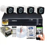 Kit 4 Cameras Segurança 1080p Full Hd Dvr Intelbras 4ch C/hd 160Gb em Oferta na Shopee