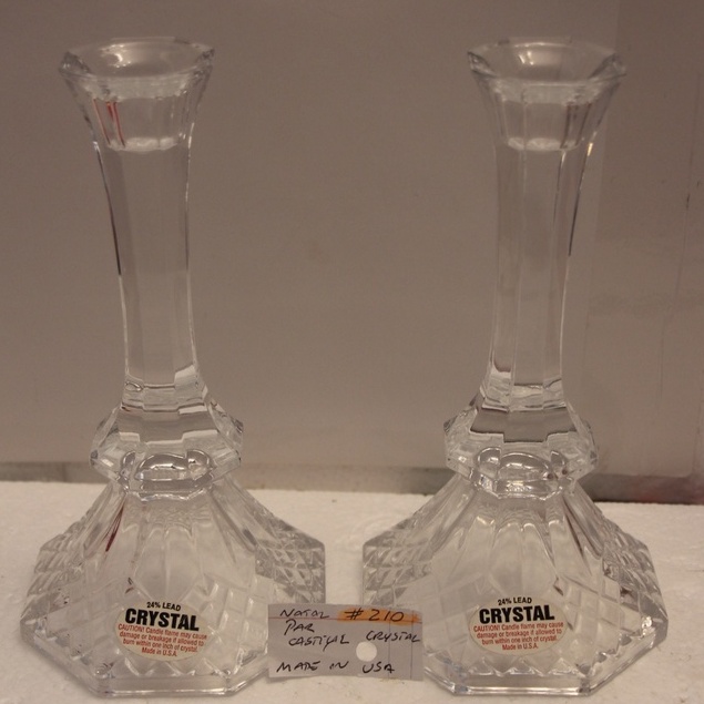 (REF 33) NATAL # 210 PAR CASTIÇAL CRYSTAL MADE IN USA 21CM