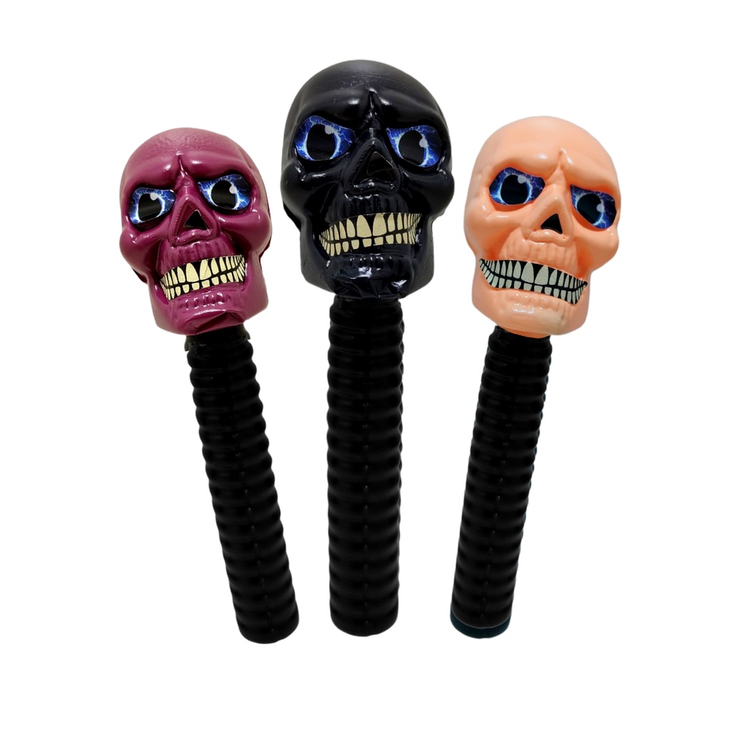 Maraca caveira chocalho halloween dia das bruxas medo susto festa brincadeira barulho plastico cores sortidas