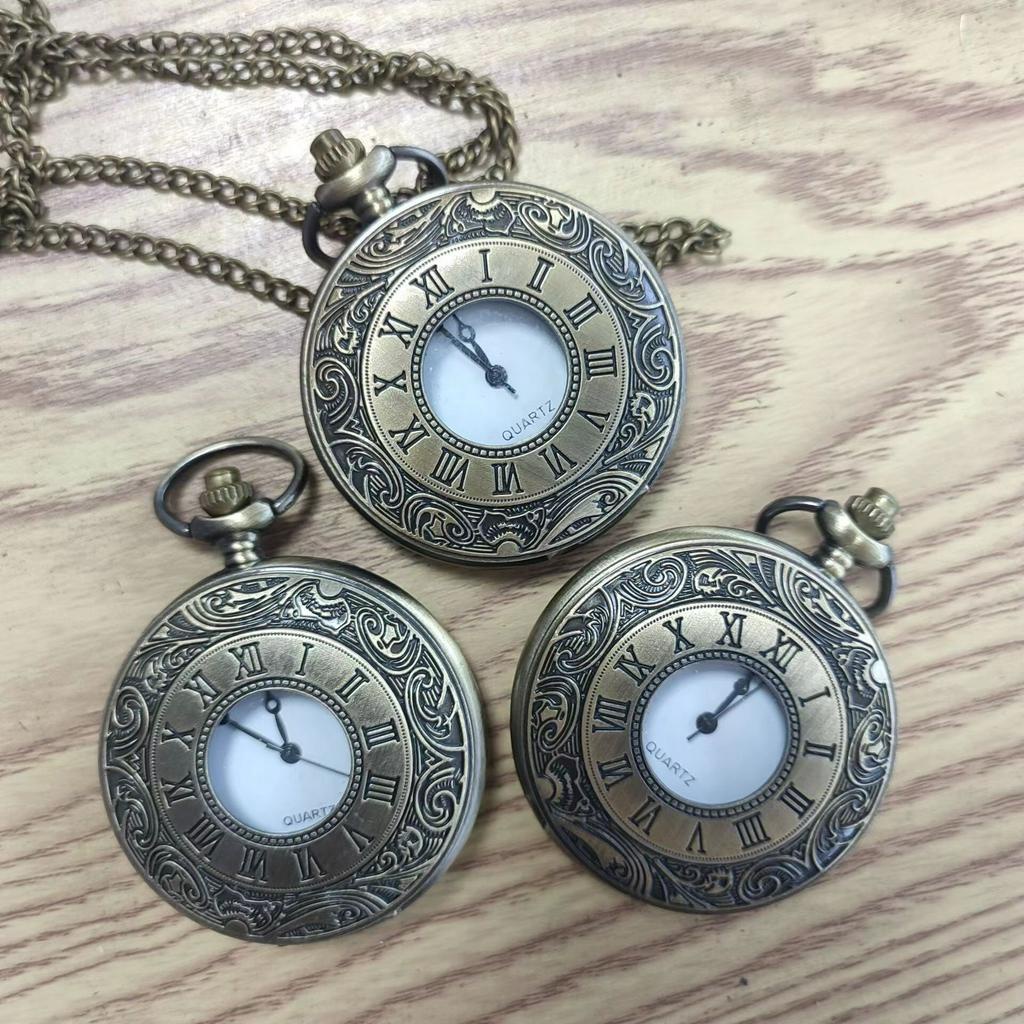  Novo Relógio de Bolso com Números Romanos Estilo Vintage - Design Antigo Dupla Escala para Elegância Atemporal