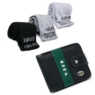 promoção kit carteira masculina + 3 pares meia esporte cano alto barato