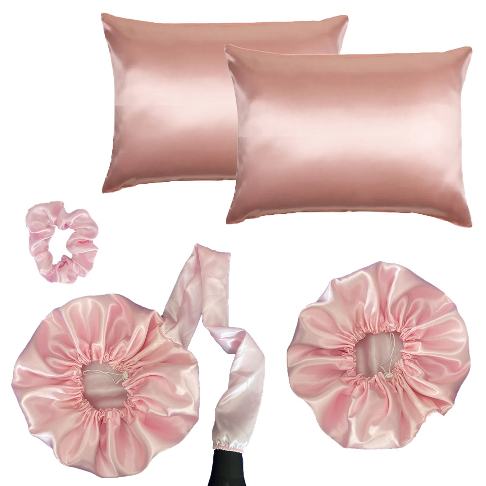 Kit com touca difusora + touca para dormir + 2 fronhas + brinde