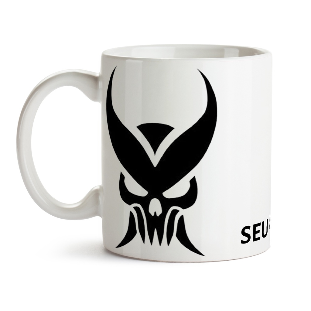 Caneca Nova Caveira Justiceiro + Caixa - Xícara 325ML Personalizada Justiceiro Porcelana Super Branca Cerâmica