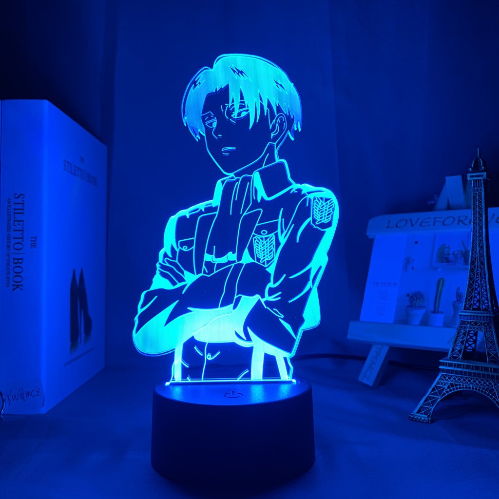 Anime Attack on Titan Capitão Levi Ackerman Figure Luminária LED 3D Noturna Figura Noite Luz Luminária acrílico led 3d