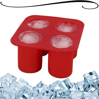 Forma De Gelo De Silicone Vermelho Molde 4 Copinhos Bar Bebidas Shot Tequila Drinks Festas