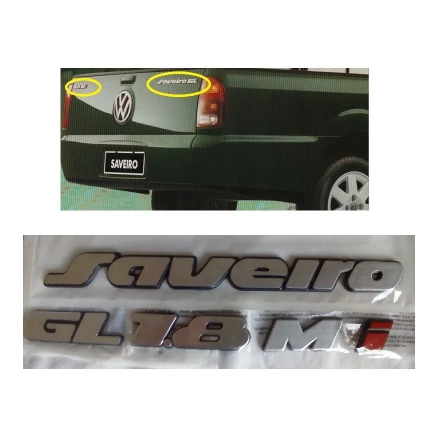Kit Emblema Saveiro Gl 1.8 Mi P/ Saveiro Bola G2 98 E 99