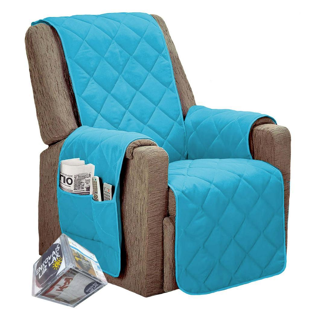 Capa Protetor Sofa 1 lugar Poltrona Papai Azul Turquesa L*