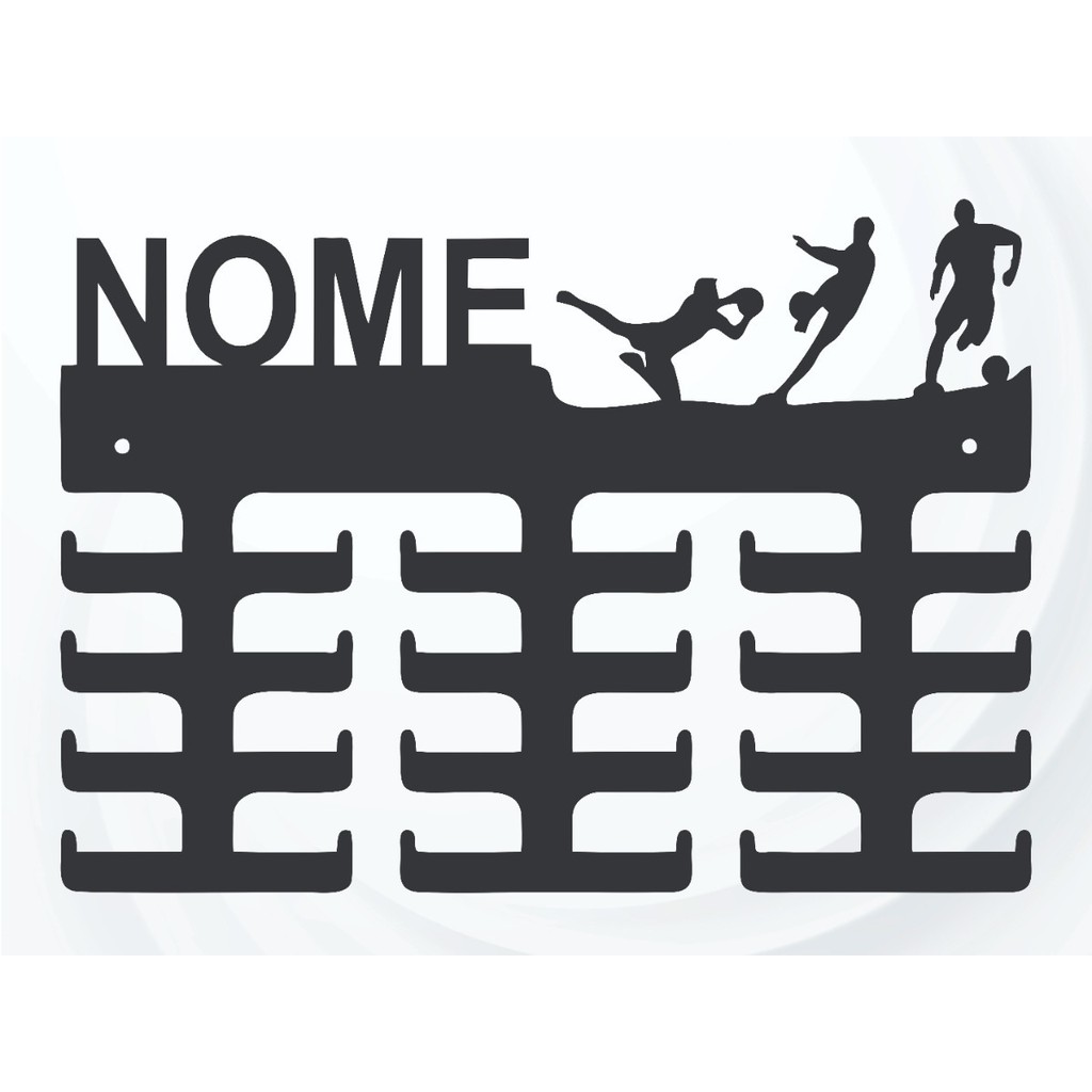 Porta Medalhas Futebol Personalizado Com Nome Mdf em Oferta na Shopee