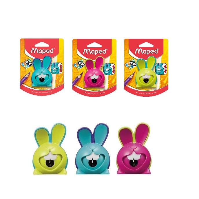 Apontador Escolar Infantil Croc Croc Coelho com Depósito Kit com 3 cores MAPED | Papelaria | Material