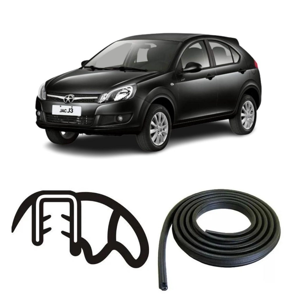 Borracha De Porta Traseira Preta Estriada Jac J3 em Oferta na Shopee