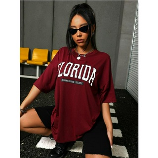 Camiseta Feminina Oversized Florida Cor bordo Marsala