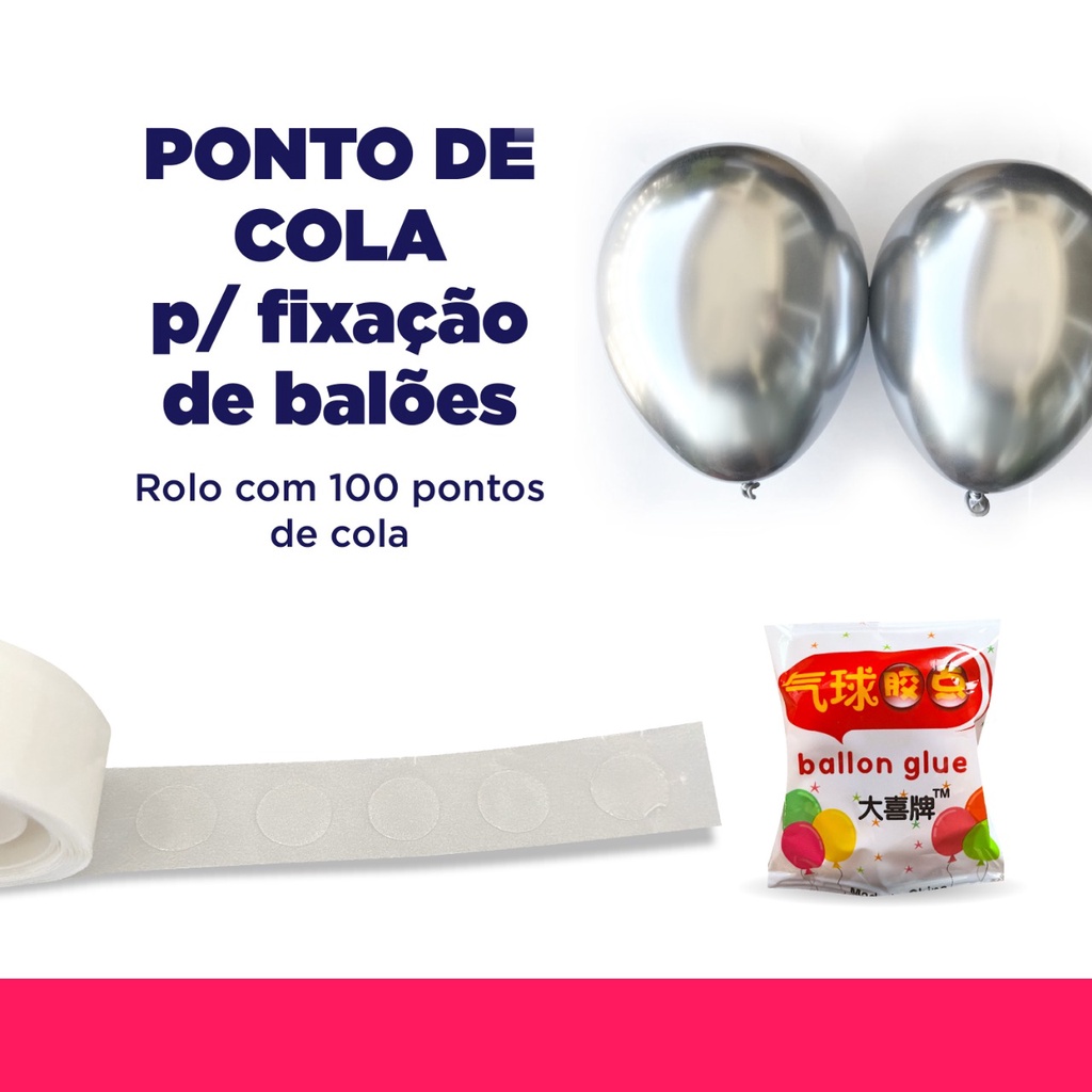 Ponto de cola para fixação de balões e bexigas - 1 unidade com 100 pontos em Oferta na Shopee
