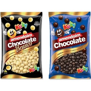Kit Amendoim Confeitado Chocolate 400gr e Chocolate Branco 500gr