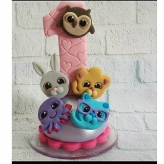 Vela personalizada bolofofos rosa ou azul em biscuit ( 0 ao 9 anos)