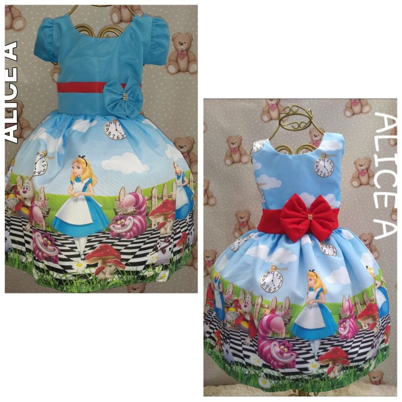 Vestido Festa Infantil Alice No Pais Da Maravilha Azul Personagens Realeza Bebe Crianca Princesa 1 Aninho A 8 Anos Daminha Formatura Batizado Primeira Comunhao Luxo Shopee Brasil