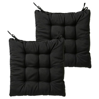 Kit Com 2 Almofadas Futon Assento Para Cadeira - Preta