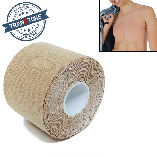 Tape Transtore - Binder Adesivo - Bege - 5cm x 5m - Fita Reduz Volume Peito - FTM - Homem Trans