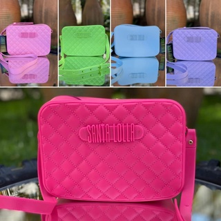 Bolsa Feminina Pequena Transversal Emborrachada Lisa e Nuvem Barbiecore