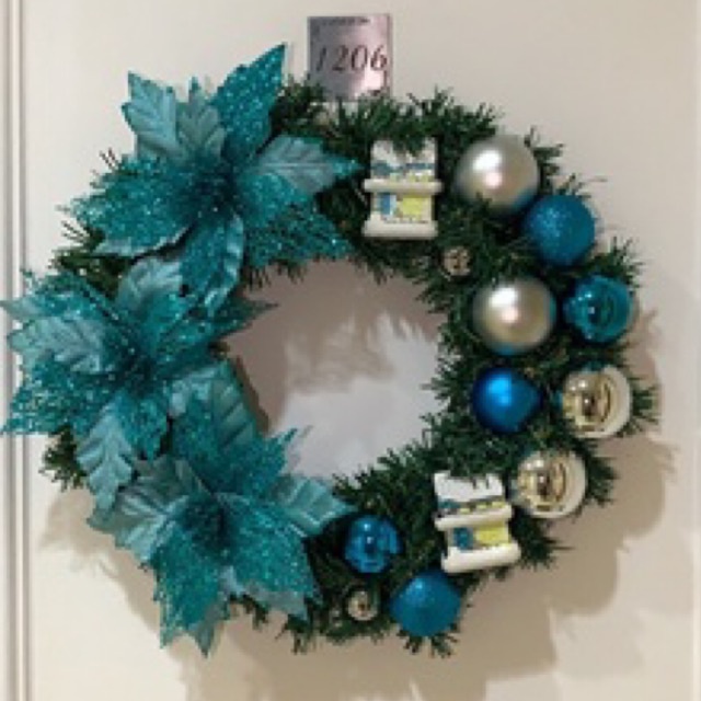 Guirlanda de natal enfeite de pendurar na porta decoração Azul Artesanal  Árvore de Natal Flores | Shopee Brasil