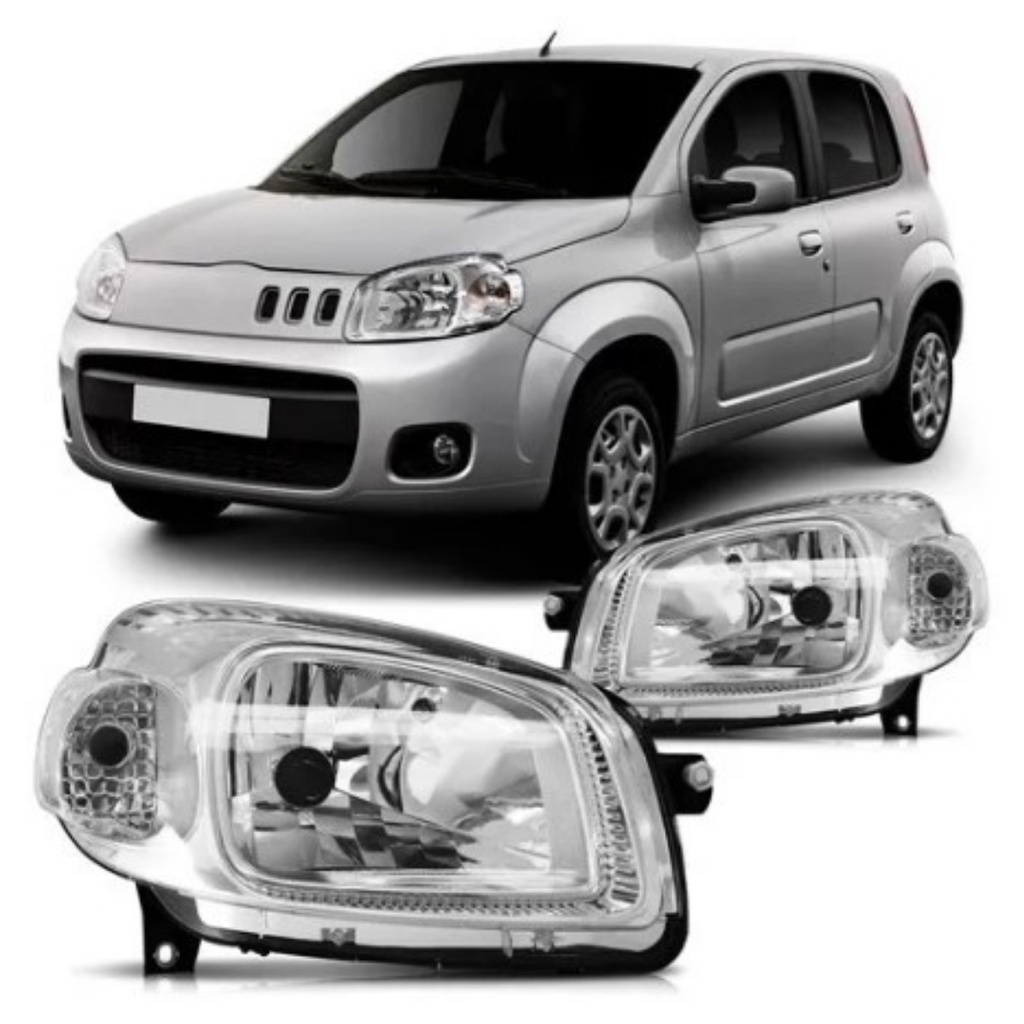 Farol Fiat Novo Uno Fiorino Way Vivace Attractive Mascara Cromada 2010 2011 2012 2013 2014 2015