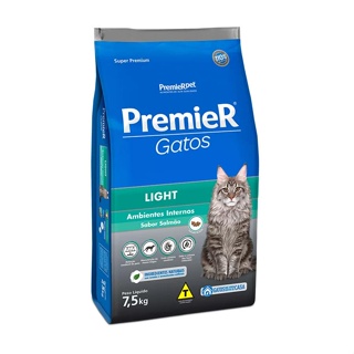 Ração Premier Ambientes Internos Light Gatos Salmão 7,5KG em Oferta na Shopee