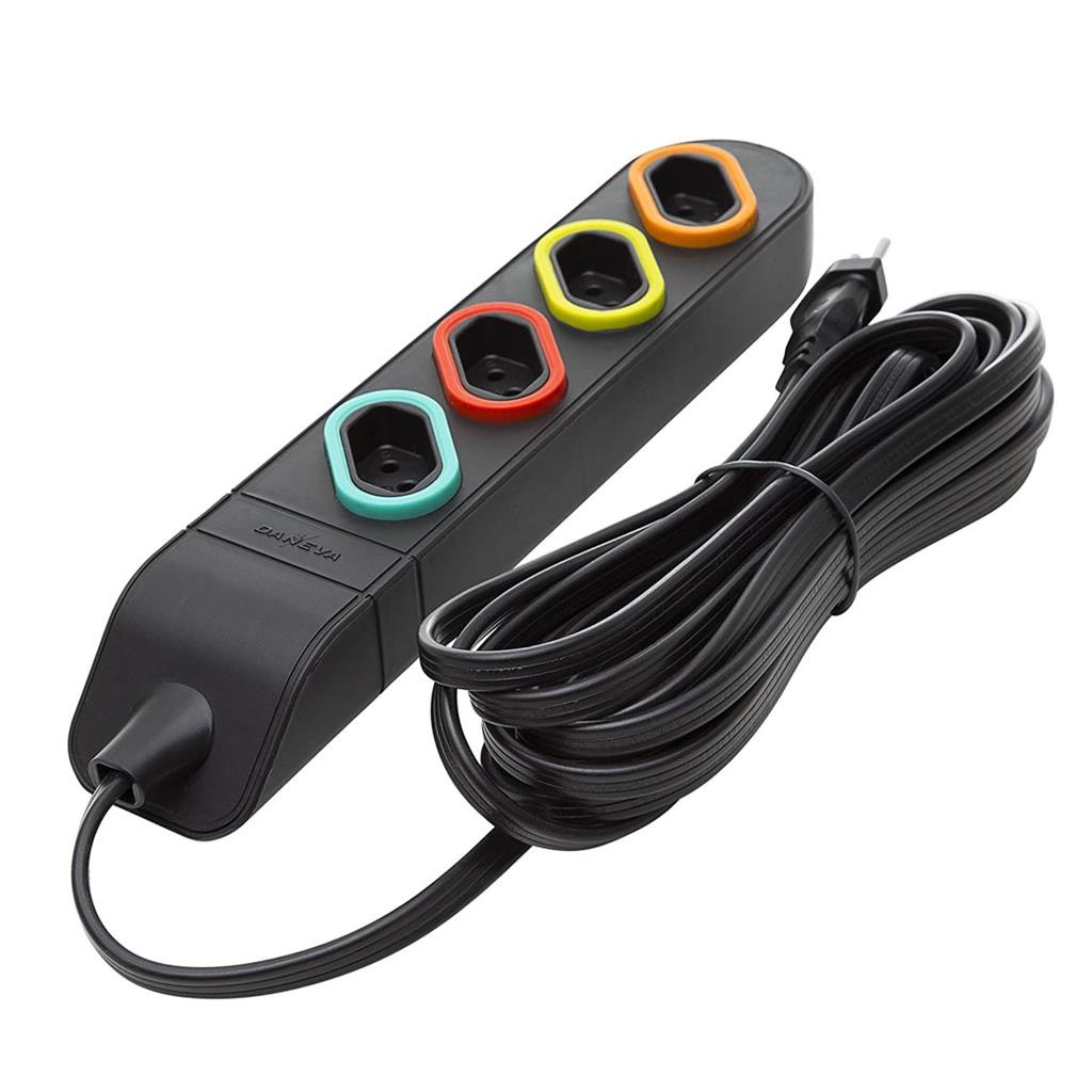 Extensao Multi 4 Tomadas 10A 2P+T Preto 5 Metros Daneva - Home Appliances