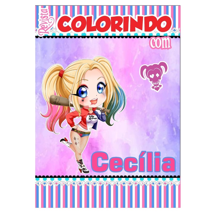 Livro De Colorir Personalizado / Revistinha de Colorir   - Tema Arlequina