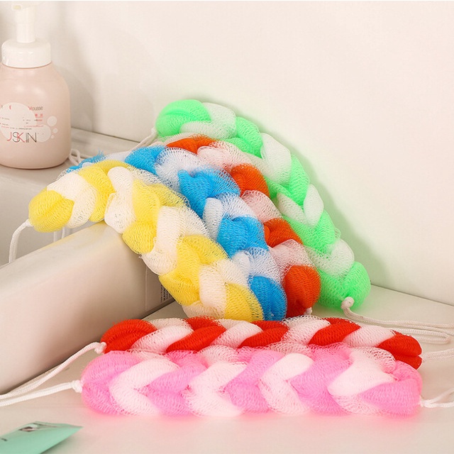 4 Peças Esponja Banho C Cordão Lavar Costas Banho Sem Esforço