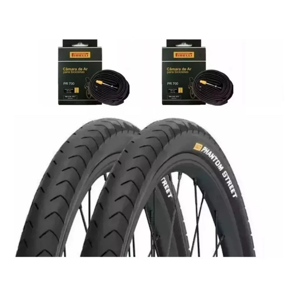 Par Pneu Bike Pirelli Phantom 700x32 Urbano Serve Em Aro 29 Slick + 2 Camara
