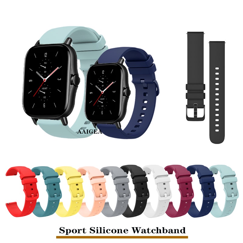 Pulseira De Silicone 20mm Para Relógio Huami Amazfit GTS 2 2e 3 4 GTS2 mini /Bip 3 Lite S U Pro Pop Substituição