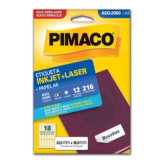 Etiqueta inkjet/laser A5Q2050 com 12 folhas Pimaco