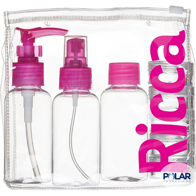 Kit Viagem Ricca 3311 Mandala 3 Frascos+5 Potes+Necessaire | Shopee Brasil