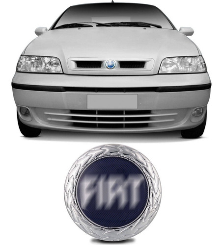 Emblema Grade Dianteira Fiat Palio Fire Strada Siena Marea Brava Azul Fixação Dupla Face