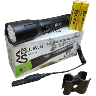 Lanterna Tática Para Caça Led Verde Com Acionador Remoto + Suporte  - 2 Baterias Original JWS WS-533Q