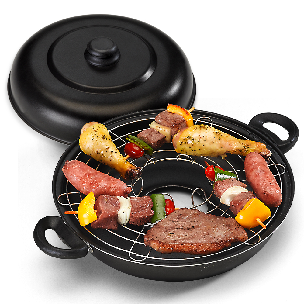 Pizza Grill E Churrasqueira Antiaderente 30Cm Preto Nacional em Oferta na Shopee