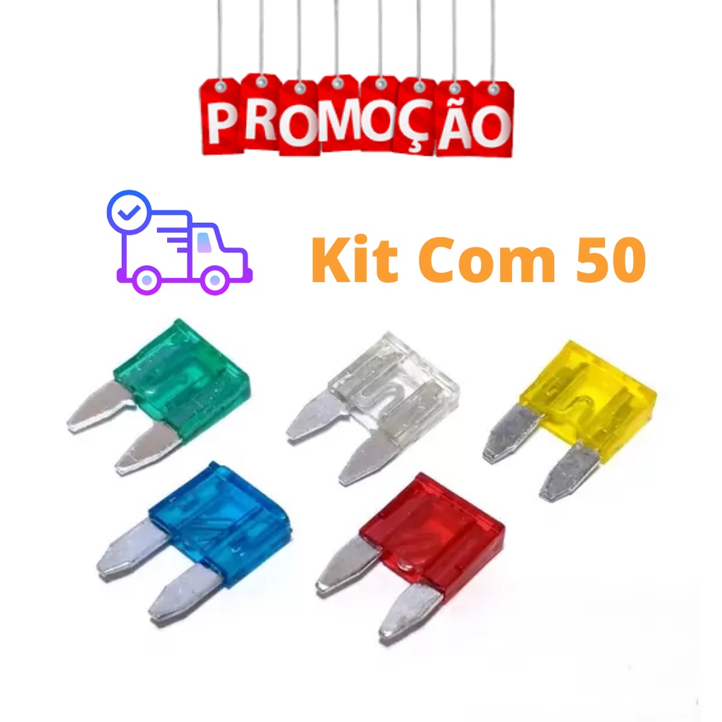 Kit 50 Unidades Mini Fusível Automotivo Conjunto Carro 10A 15A 20A 25A 30A PROMOÇÃO SHOPEE em Oferta na Shopee