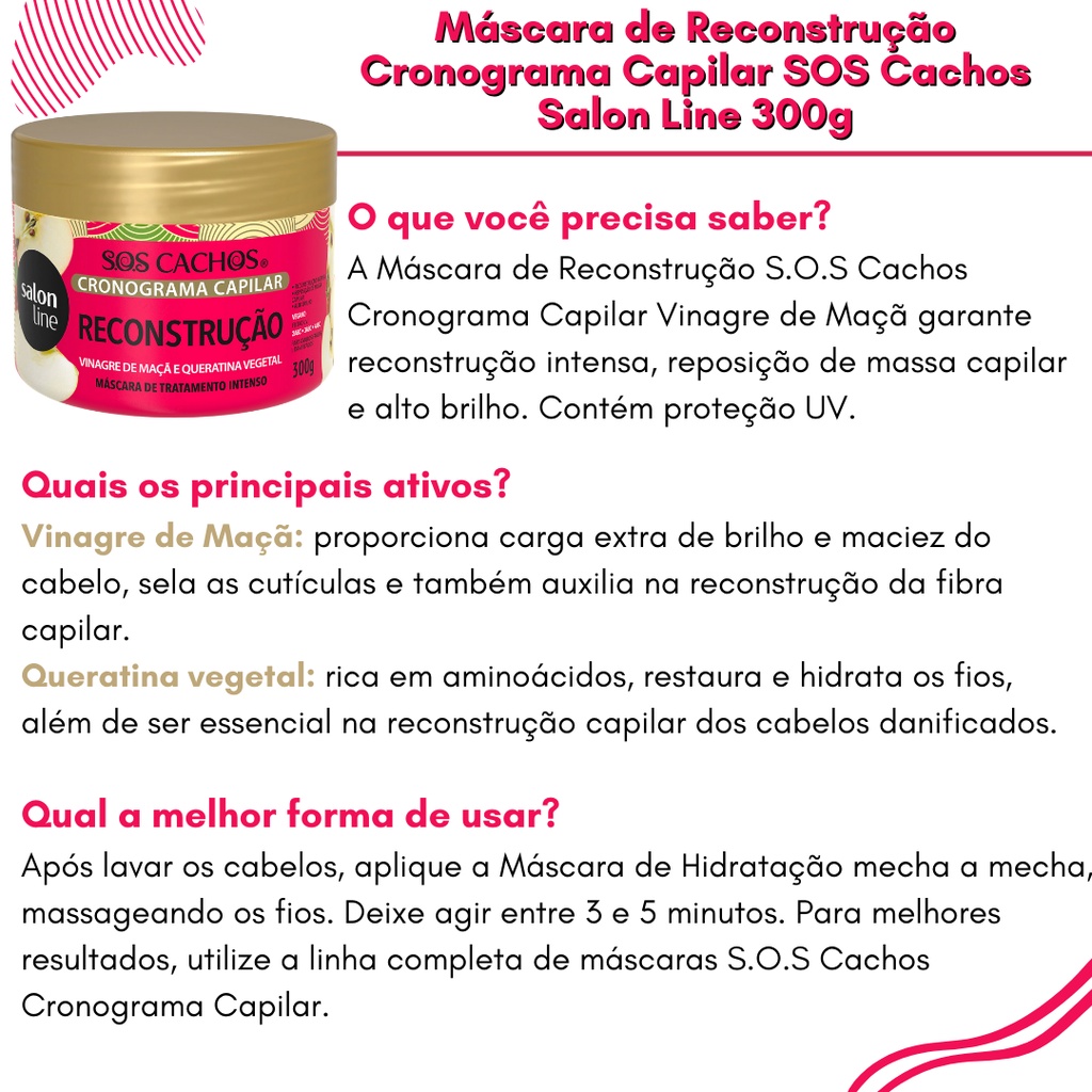 Mascara 300g De Reconstrucao Tratamento Intenso Creme Cronograma Capilar Sos Cachos Salon Line Shopee Brasil