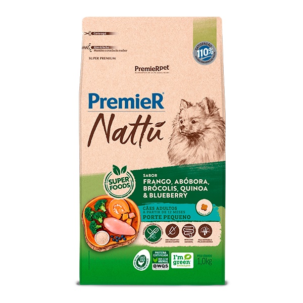 Ração Premier Nattu para Cães Adultos de Pequeno Porte Sabor Abóbora - 1Kg em Oferta na Shopee