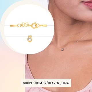 Rommanel Gargantilha Fio de Nylon Ponto Luz Banhado ouro 18k