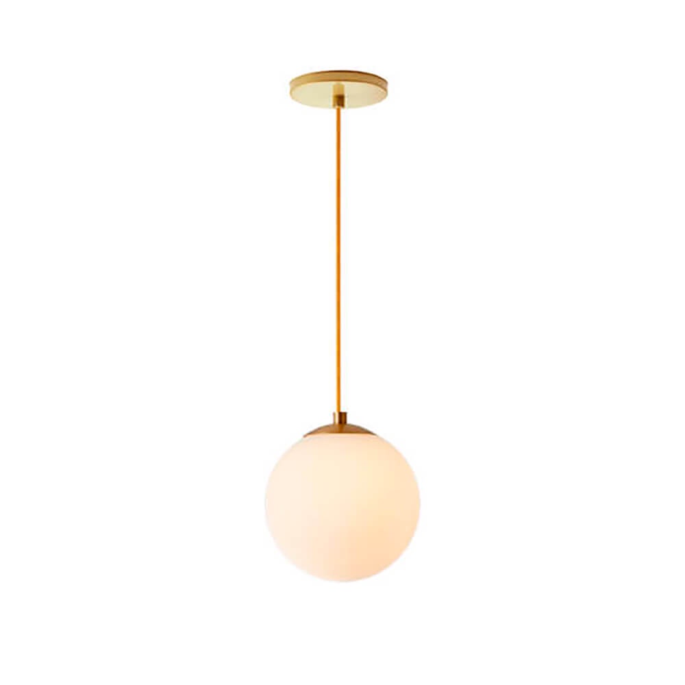 Pendente Globo Esfera de Vidro Branco Fosco 14cm - OURO