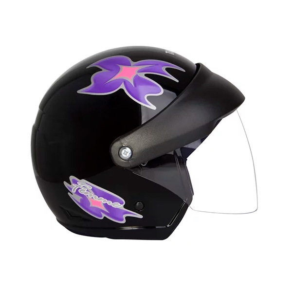 Capacete Aberto Taurus Wind Visor Femme II Preto Brilhante E Roxo com Viseira acoplada em Oferta na Shopee