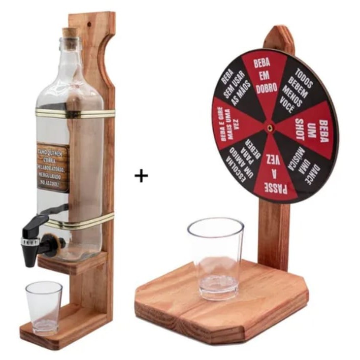 Jogo Roda Shot Roleta Drink + Pingometro De Parede Pinga Decoracão