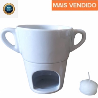 Fondue para chocolate e queijo caneca branca porcelana